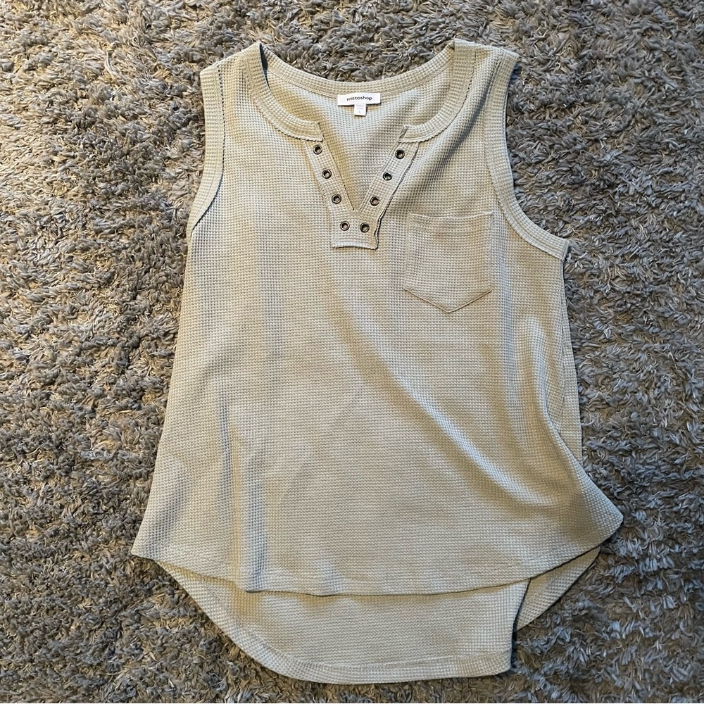 Mittoshop Grommeted Gray Tank Top
